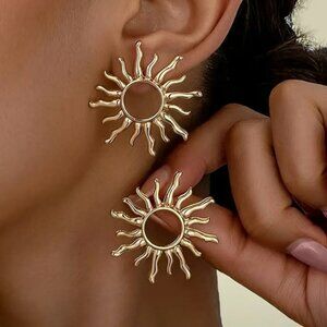 Gold Sunburst Earrings